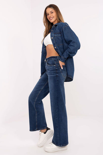 Jeans femme en coton coupe large– Valoria bleu | Zachoo