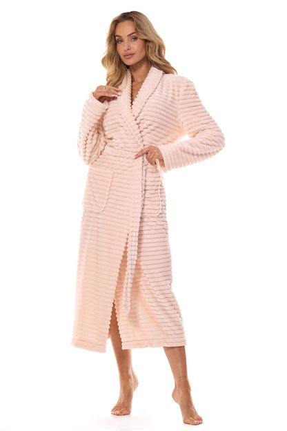 Peignoir femme long et doux en polyester – Lunaria Rose | Zachoo