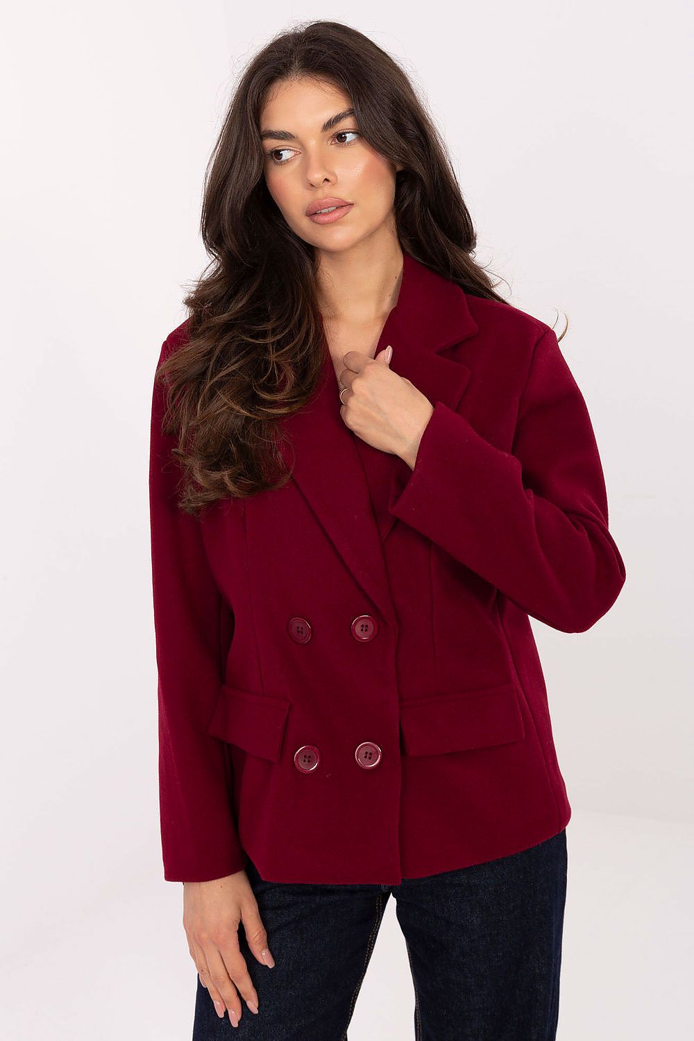 Manteau femme élégant avec revers – Elvoria rouge universelle | Zachoo