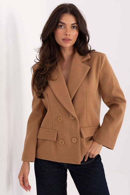 Manteau femme élégant avec revers – Elvoria brun universelle | Zachoo