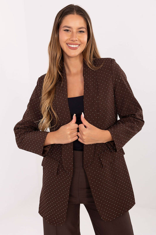 Veste fluide col ouvert – Trame-Rue brun universelle | Zachoo