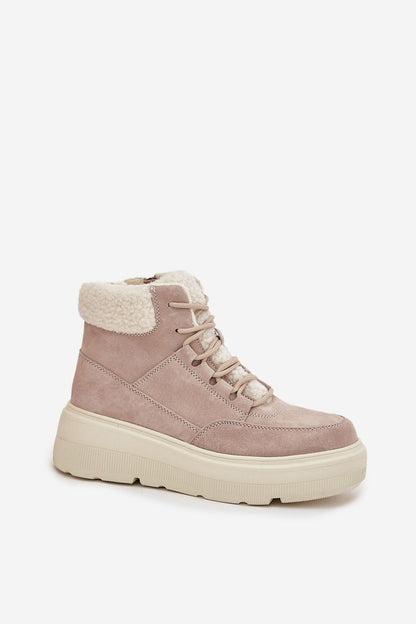 Bottes de neige femme en daim naturel – Vincezora | Zachoo