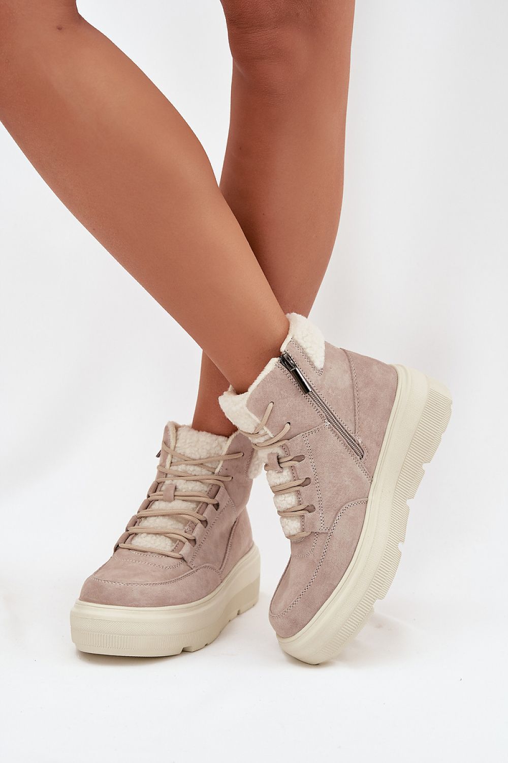 Bottes de neige femme en daim naturel – Vincezora | Zachoo