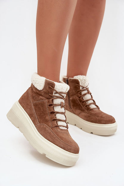 Bottes de neige femme en daim naturel – Vincezora brun | Zachoo
