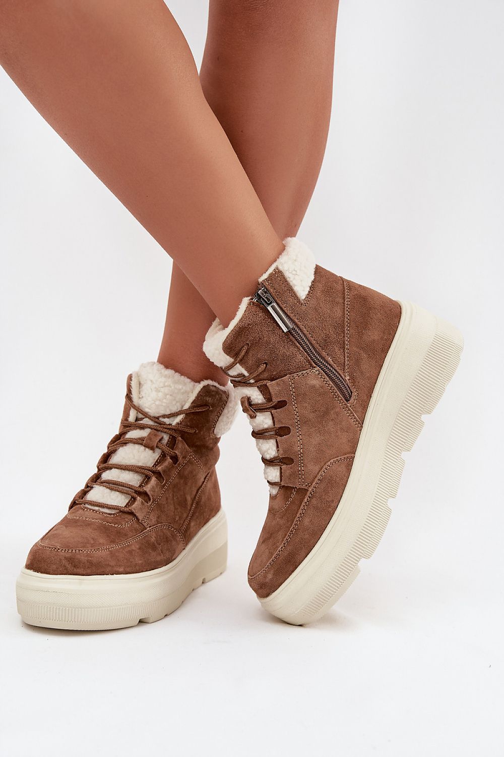 Bottes de neige femme en daim naturel – Vincezora | Zachoo