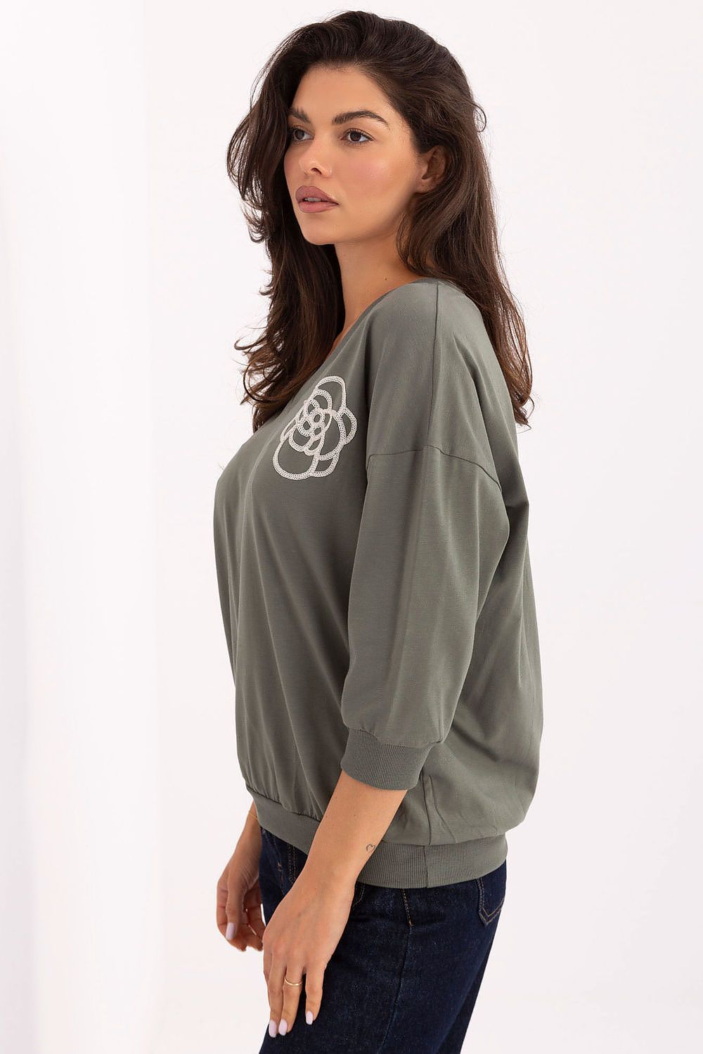 Chemisier femme coton col V manches 3/4 - Relevance | Zachoo