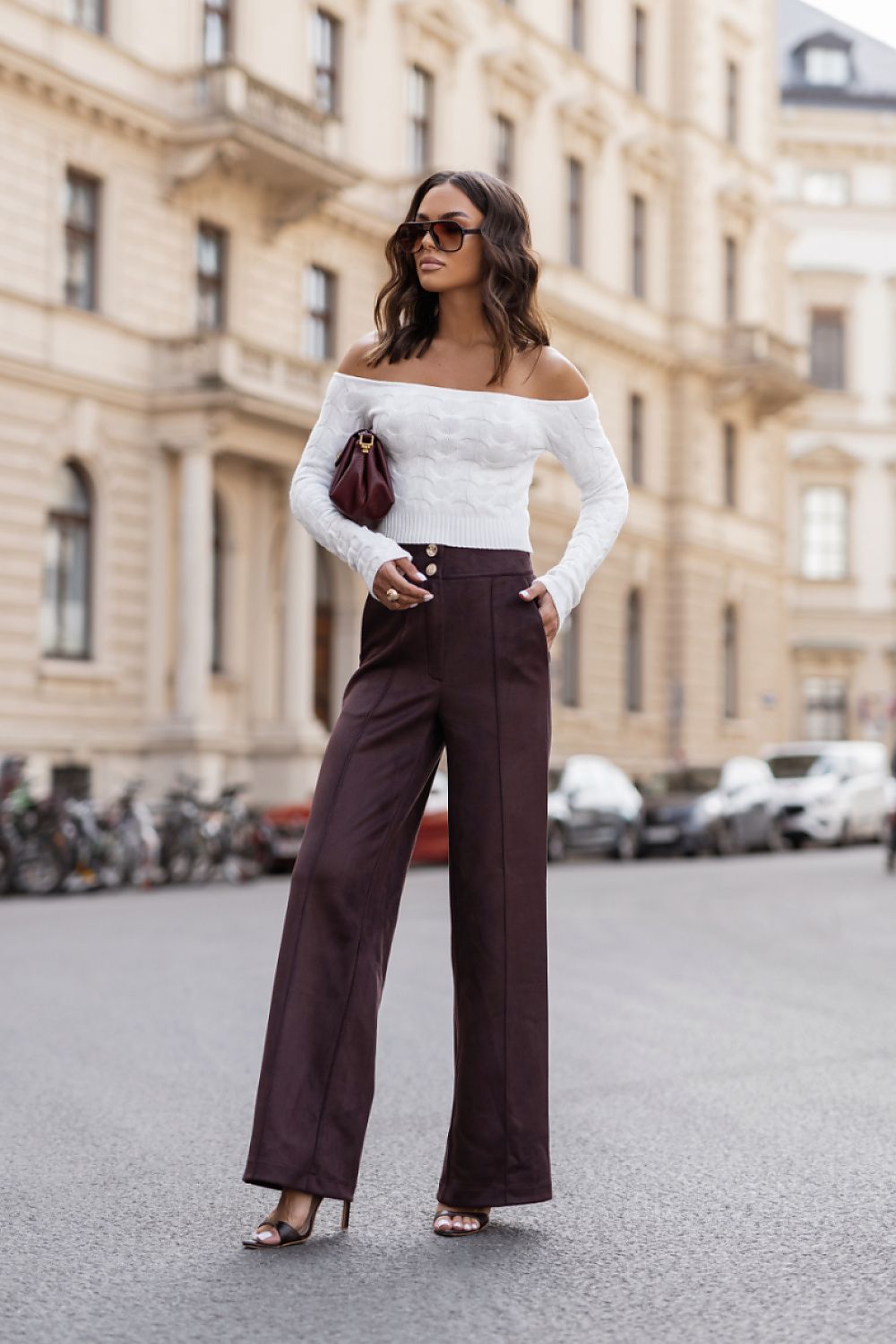 Pantalon coupe droite femme en viscose - Livia brun | Zachoo