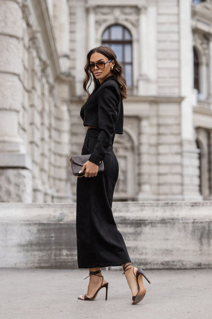 Ensemble femme blazer fluide pantalon taille haute - Eloria | Zachoo