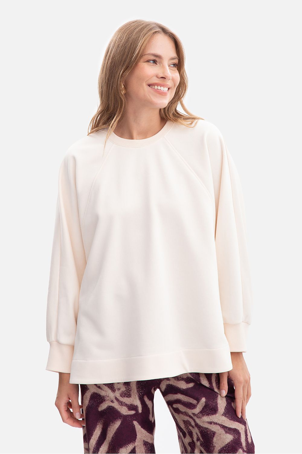 Sweatshirt oversize en coton structuré – Contour beige | Zachoo