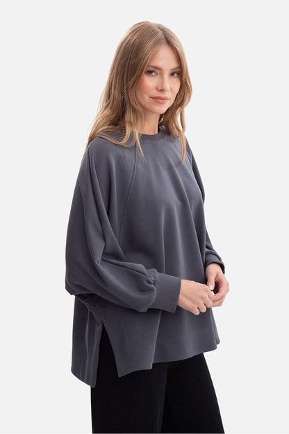 Sweatshirt oversize en coton structuré – Contour gris | Zachoo