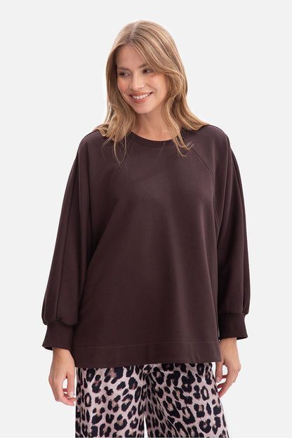 Sweatshirt oversize en coton structuré – Contour brun | Zachoo