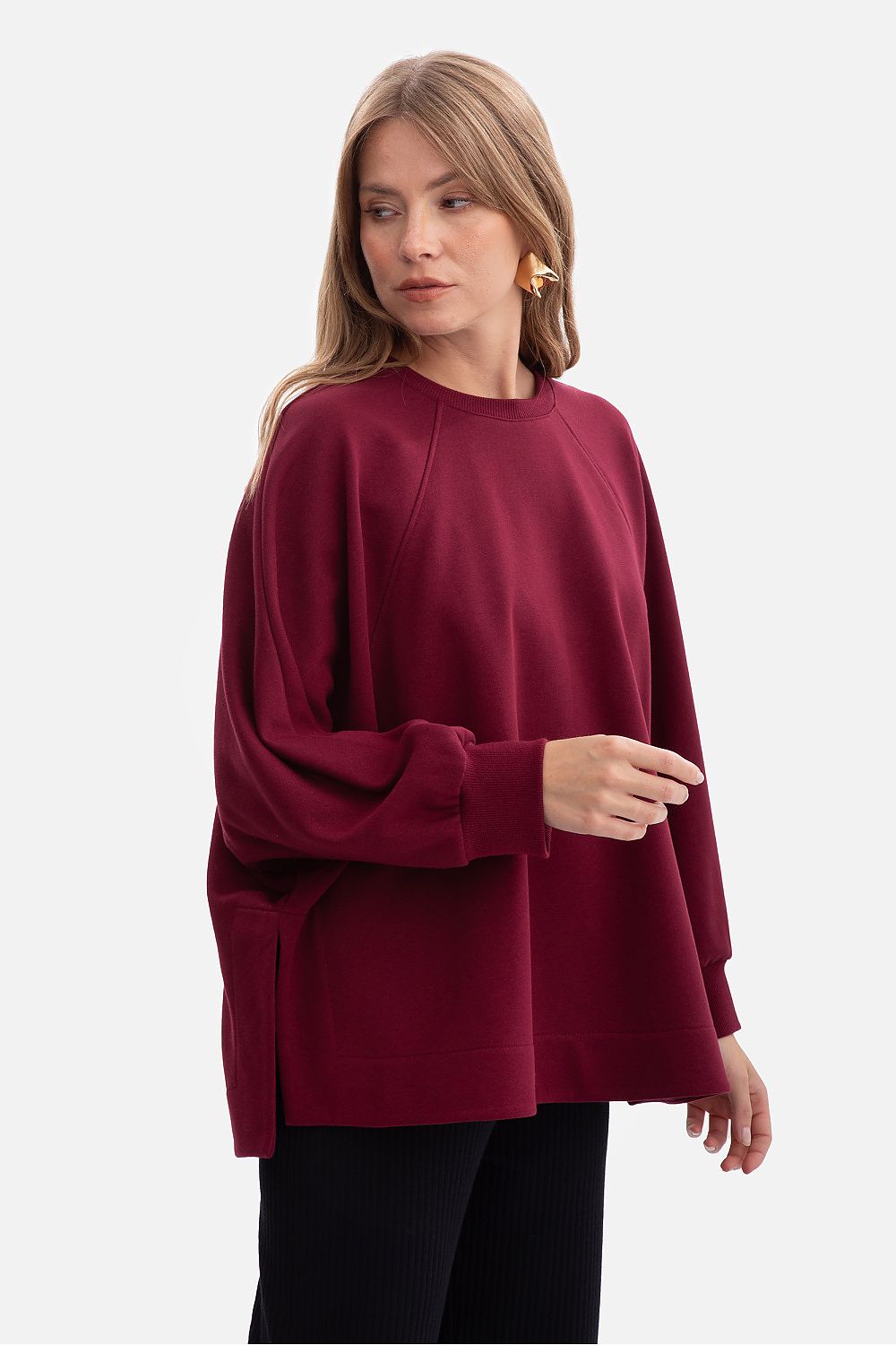 Sweatshirt oversize en coton structuré – Contour rouge | Zachoo