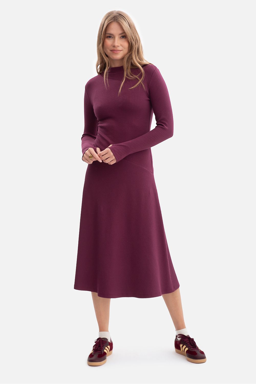 Robe femme en coton côtelé – Inflexion vigne | Zachoo
