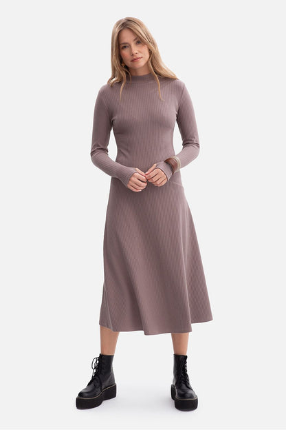 Robe femme en coton côtelé – Inflexion brun | Zachoo