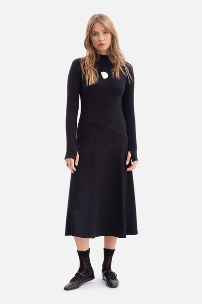 Robe femme en coton côtelé – Inflexion noir | Zachoo
