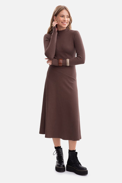 Robe femme en coton côtelé – Inflexion brun 3 | Zachoo