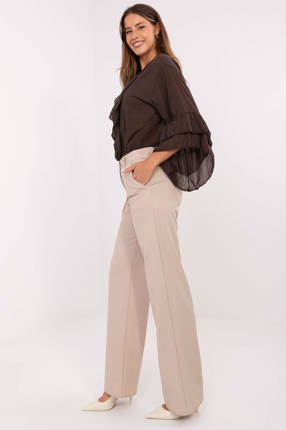 Pantalon femme taille haute en coton - Aurelia | Zachoo