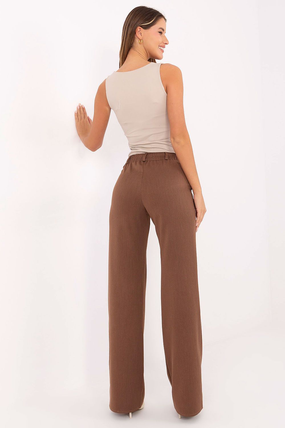 Pantalon femme taille haute en coton - Aurelia | Zachoo