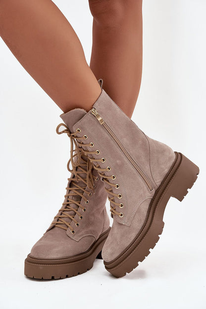 Bottines femme en daim naturel – Workelia beige | Zachoo