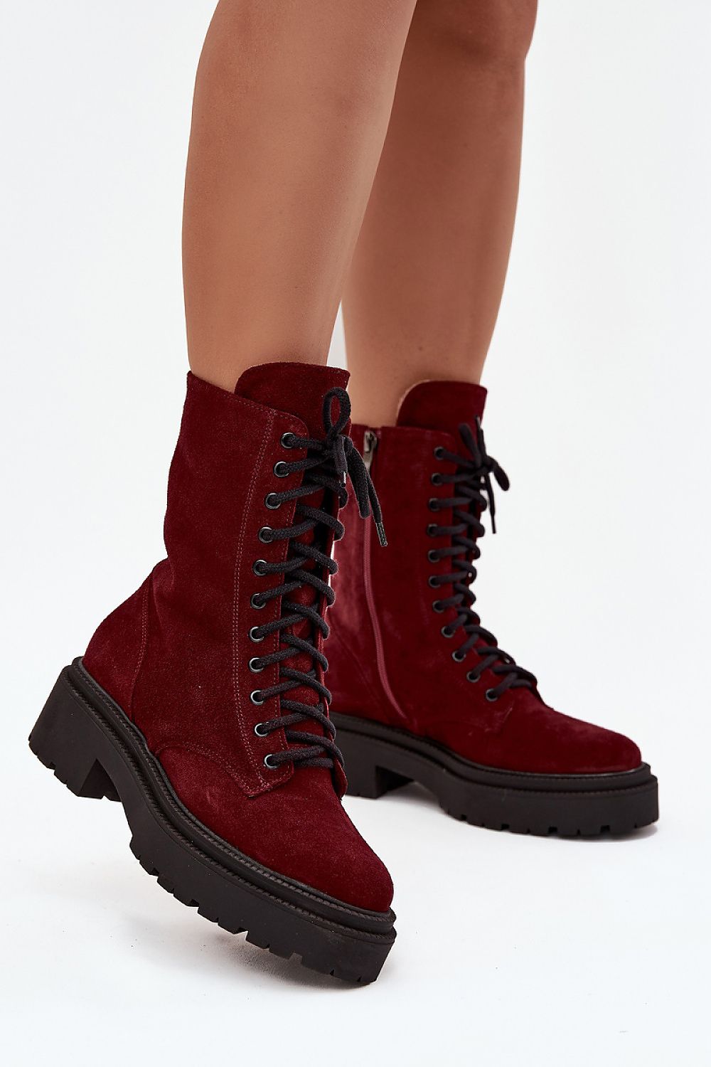 Bottines femme en daim naturel – Workelia rouge | Zachoo
