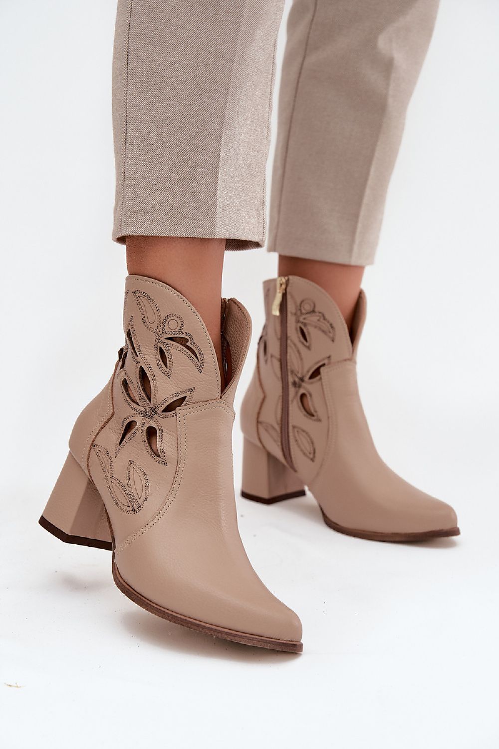 Bottes femme en cuir naturel – Ajouria beige | Zachoo