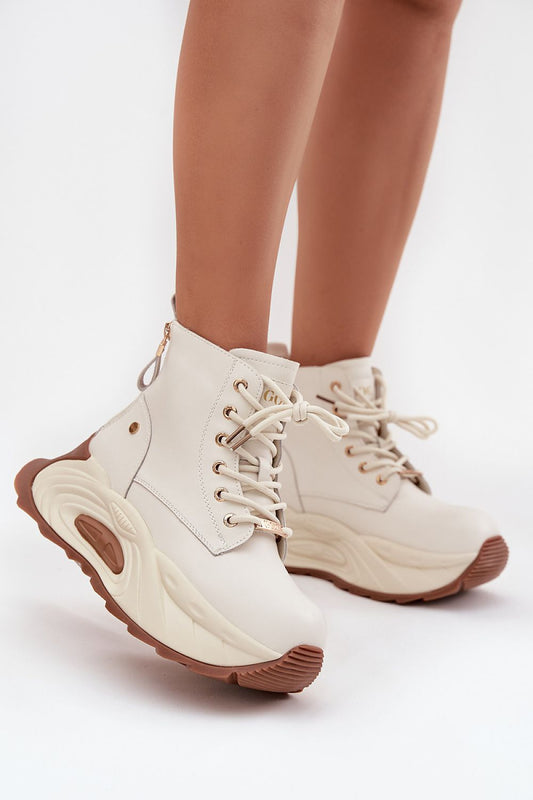 Bottines femme en cuir naturel – Goelia beige | Zachoo