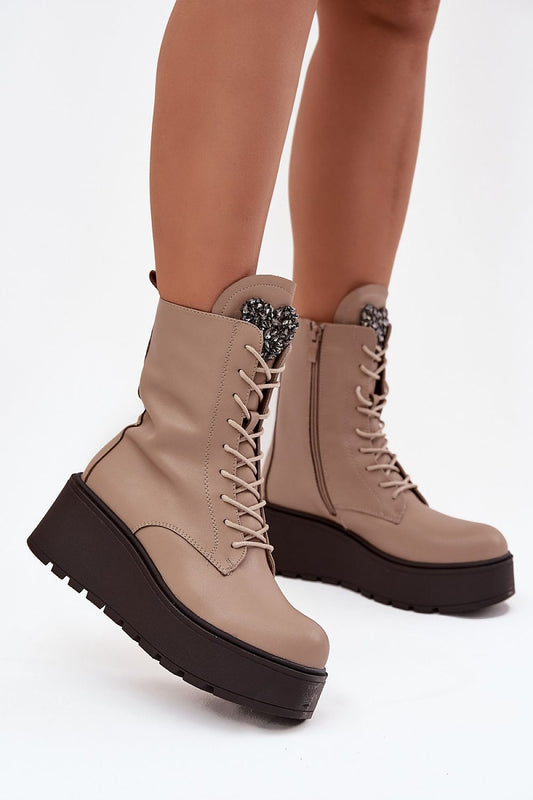 Bottines femme en cuir naturel – Jezzalya beige | Zachoo