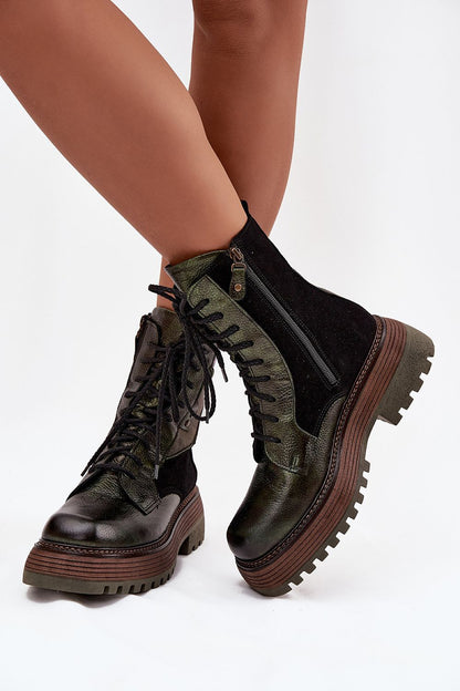 Bottines femme en cuir naturel – Maciellia vert | Zachoo