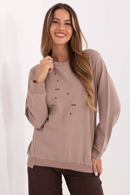 Sweat-shirt femme coton – Cosmelia beige universelle | Zachoo