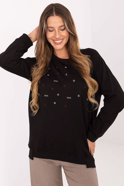 Sweat-shirt femme coton – Cosmelia noir universelle | Zachoo