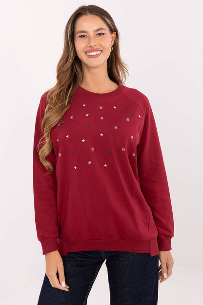 Sweat-shirt femme coton – Cosmelia rouge universelle | Zachoo