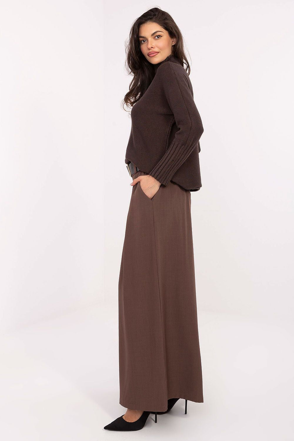 Pantalon femme palazzo taille haute en viscose – Souffle | Zachoo