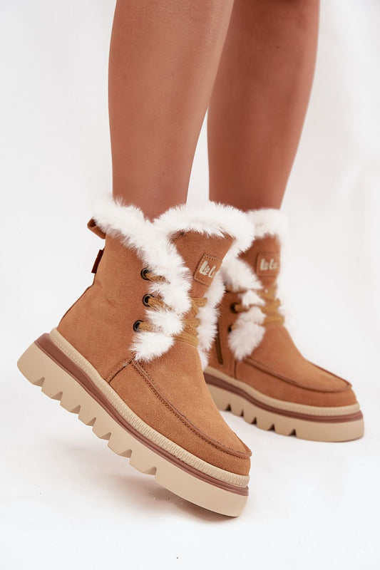 Bottes de neige femme en daim naturel – Leecoria brun | Zachoo