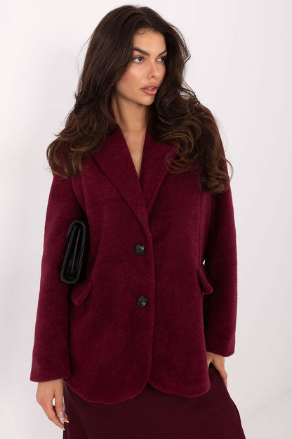 Manteau femme élégant en boucle – Liora rouge universelle | Zachoo