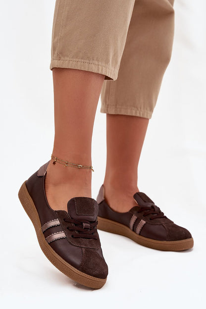 Chaussures de sport femme en cuir naturel – Bareflua brun | Zachoo