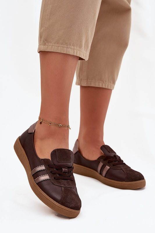 Chaussures de sport femme en cuir naturel – Bareflua brun | Zachoo