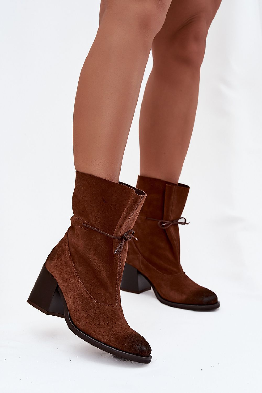 Bottines femme en daim naturel – Laceluna brun | Zachoo