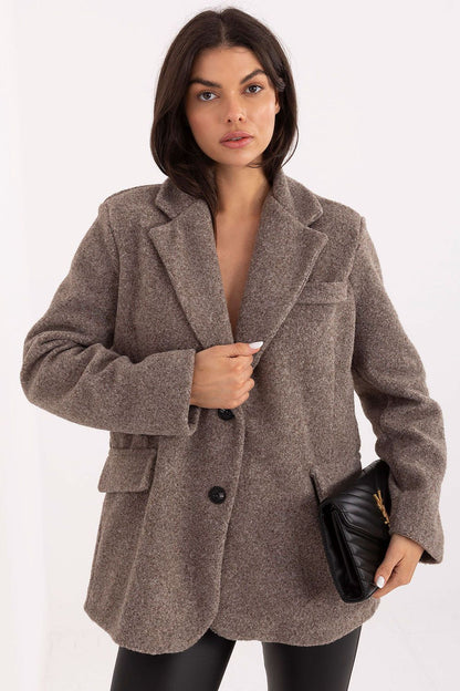 Manteau femme élégant en boucle – Liora beige universelle | Zachoo