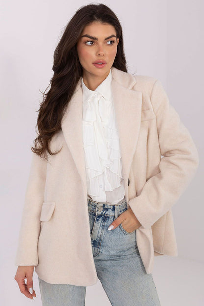 Manteau femme élégant en boucle – Liora beige 2 universelle | Zachoo