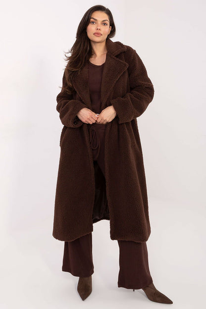 Manteau femme avec ceinture – Moutoria brun universelle | Zachoo