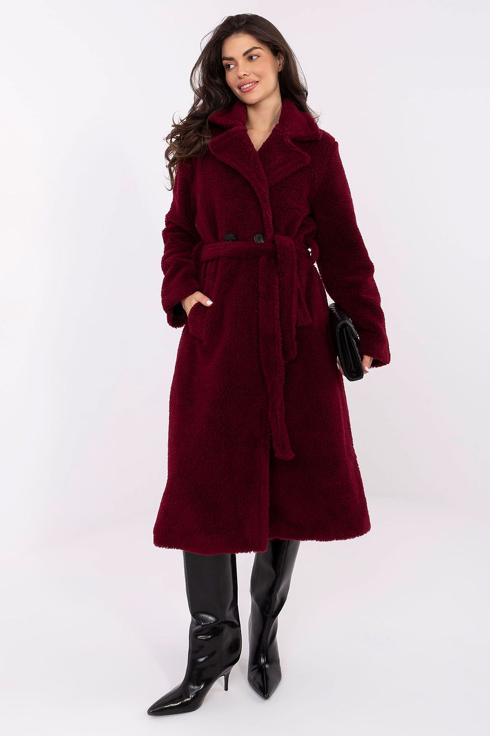 Manteau femme avec ceinture – Moutoria rouge universelle | Zachoo