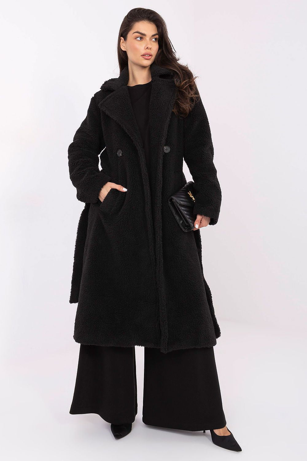 Manteau femme avec ceinture – Moutoria noir universelle | Zachoo