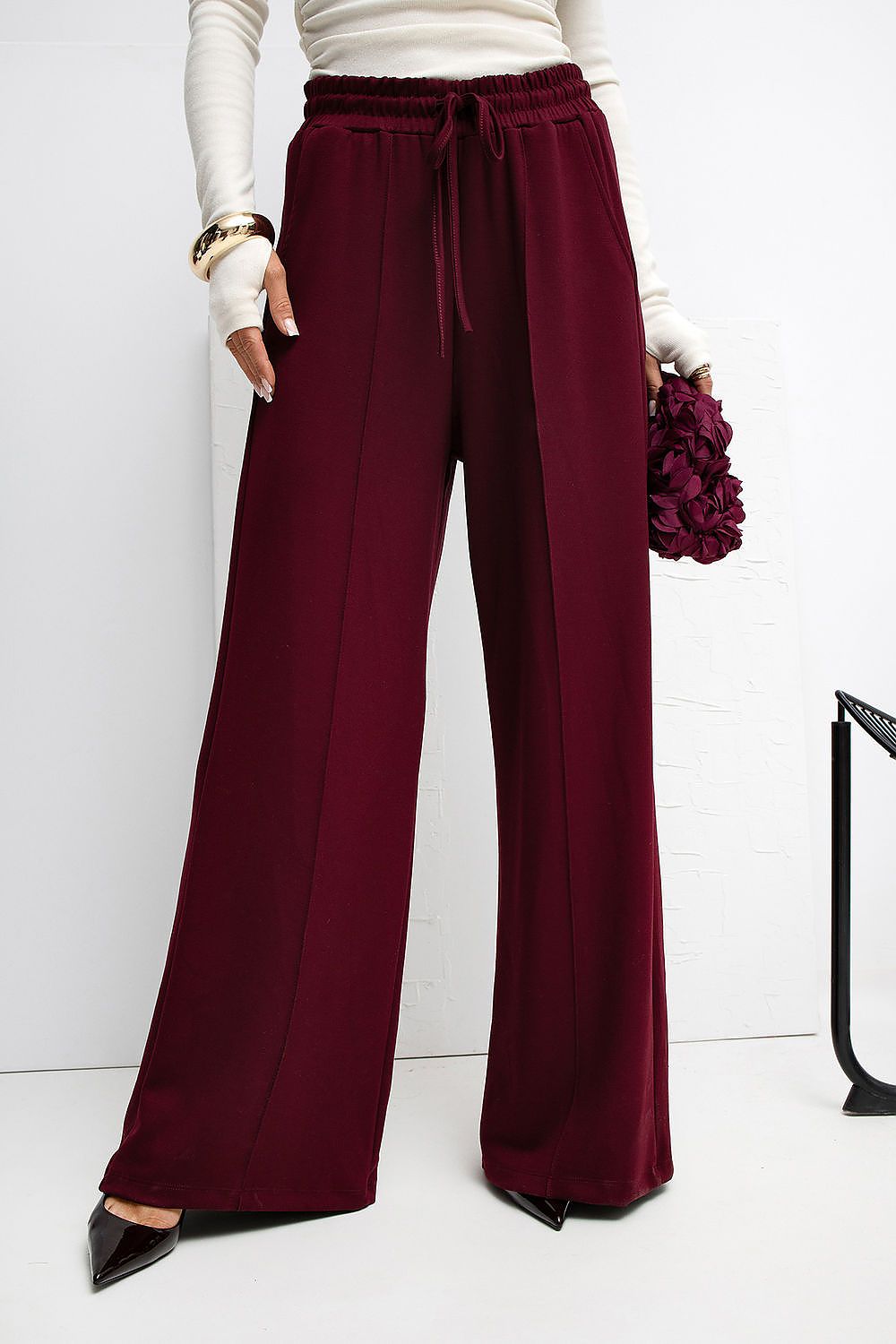 Pantalon femme palazzo jogging en viscose – Lyra rouge | Zachoo