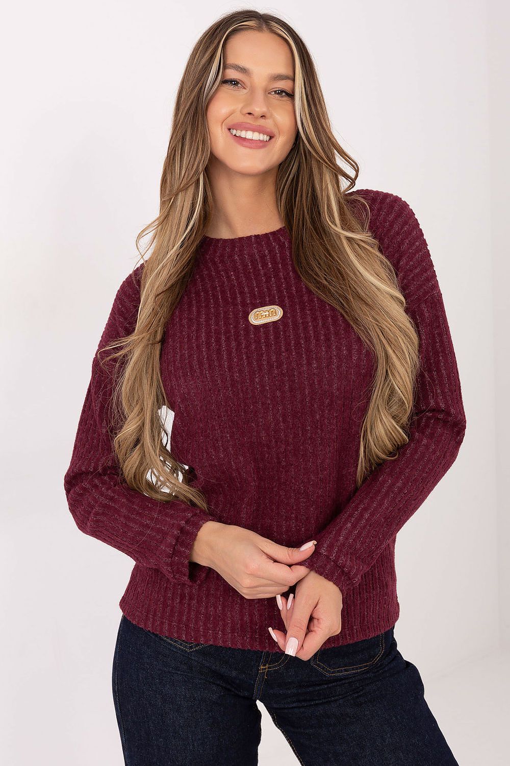 Pull femme côtelé en coton élasthanne – Solenya rouge universelle | Zachoo