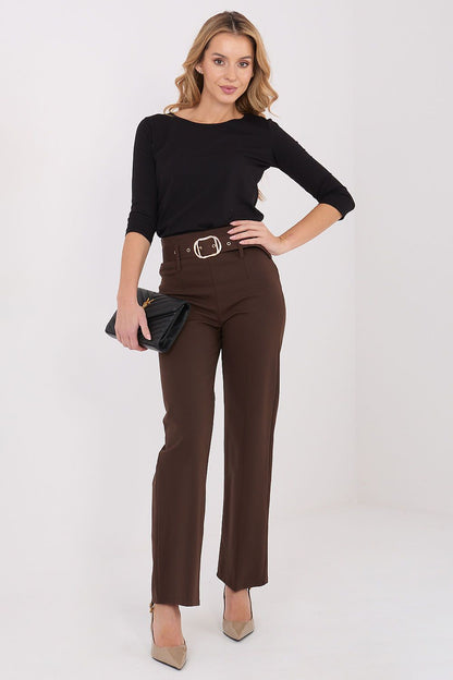 Pantalon femme élégant en viscose – Elenya brun | Zachoo