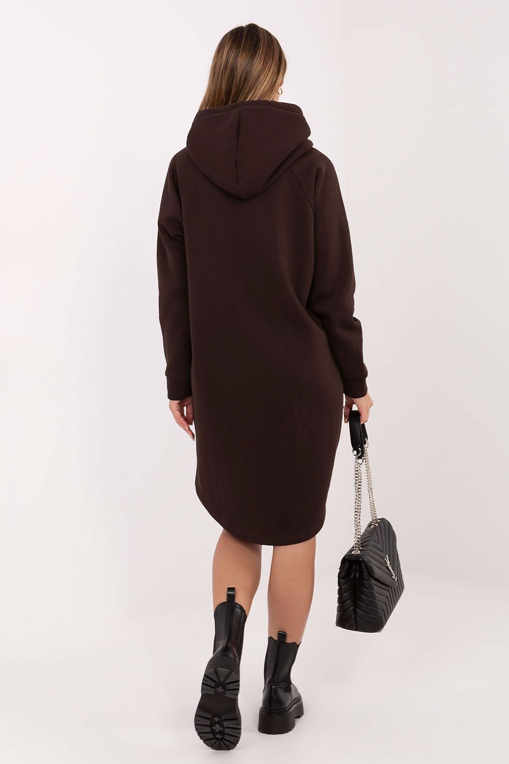 Sweat-shirt femme long en coton élasthanne avec capuche – Amara | Zachoo