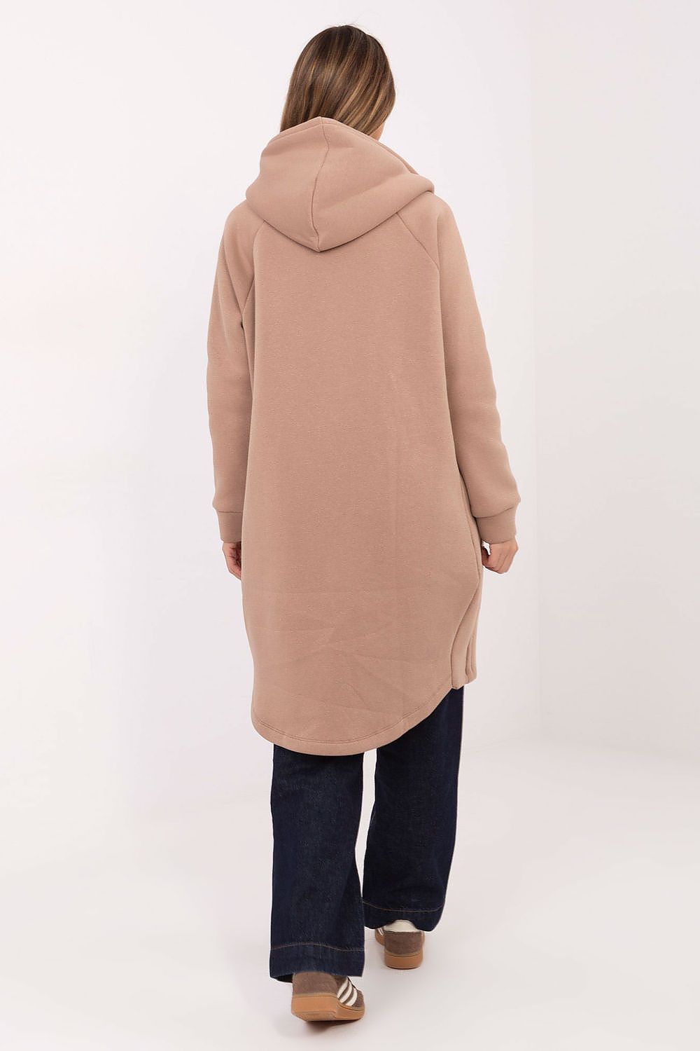 Sweat-shirt femme long en coton élasthanne avec capuche – Amara | Zachoo