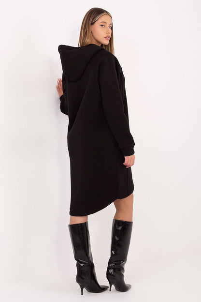 Sweat-shirt femme long en coton élasthanne avec capuche – Amara | Zachoo