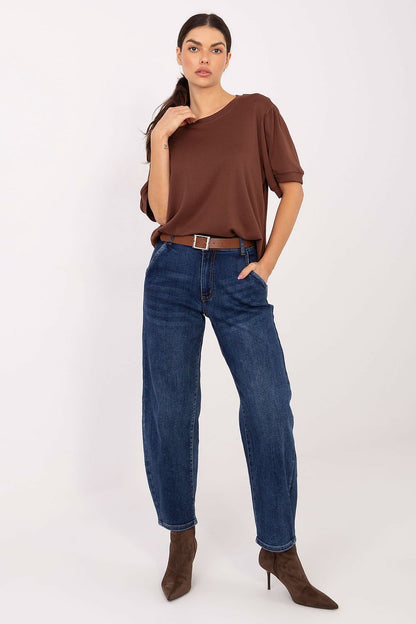 Jeans femme en coton taille haute fuselés – Aria bleu | Zachoo