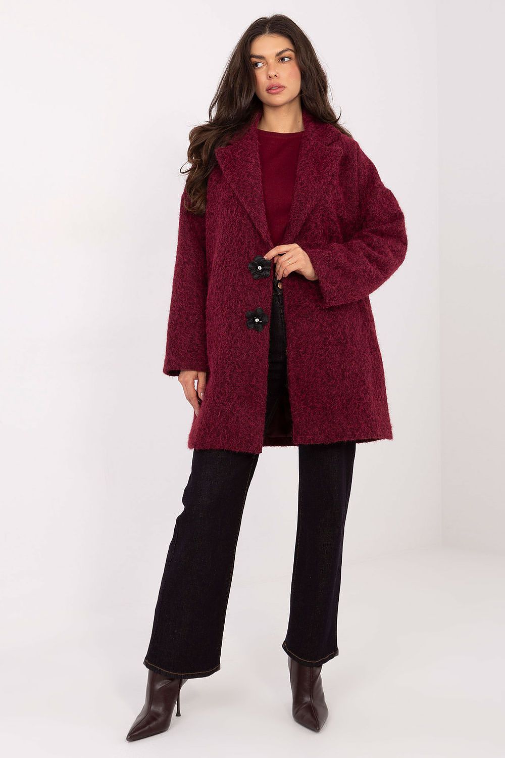 Manteau femme avec broches – Eloria rouge universelle | Zachoo